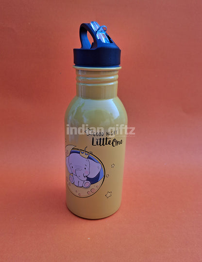 Good Night Prince Elephant Printed Aluminium Sipper Water Bottle.  Suitable for Kids