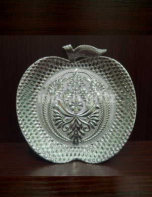 Silver Apple Shape Plastic Tray