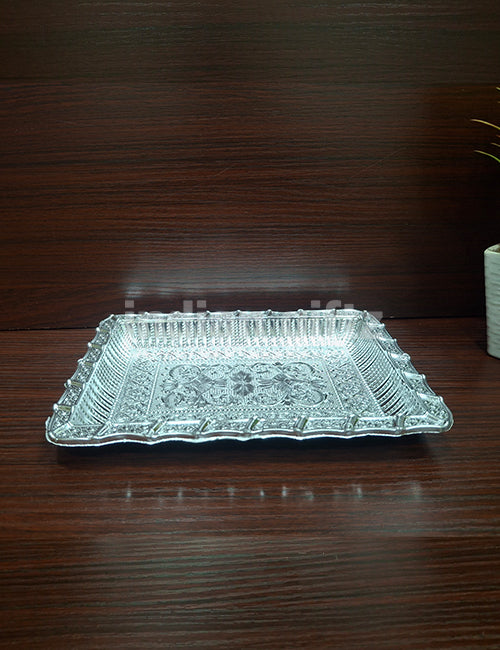 Silver Plastic Rectangle Tray