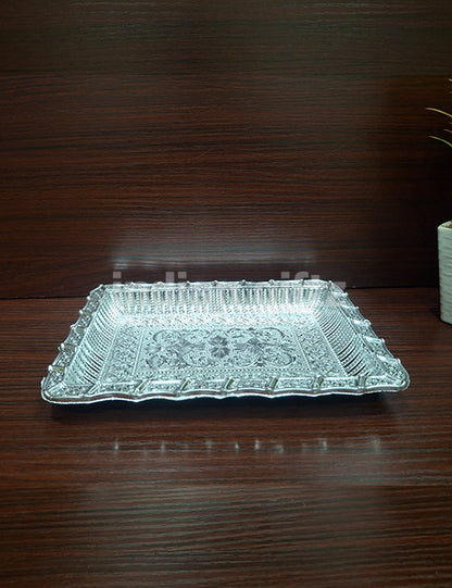 Silver Plastic Rectangle Tray
