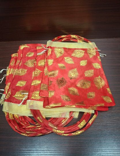 Round Handle Potli Bag (Peacock Feather)