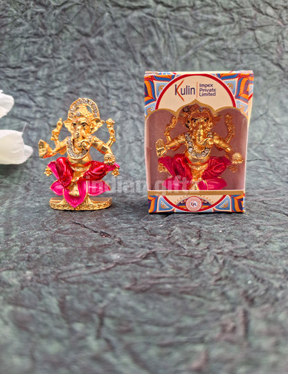 Gold Plated with Stone Lord Ganesha Car Statue