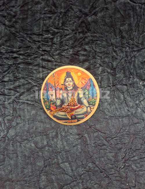 Round Gold Plated Self-Adhesive Lord Shiva Sticker