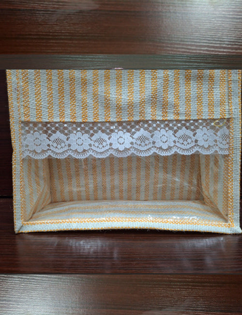 Yellow Lined  Window Jute Bag