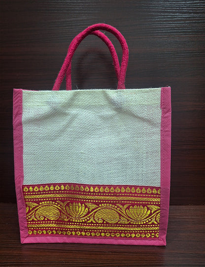 Zari Jute Bag (Pink)