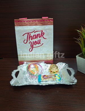 Silver Plastic Handle Tray Thambullam Bag Set