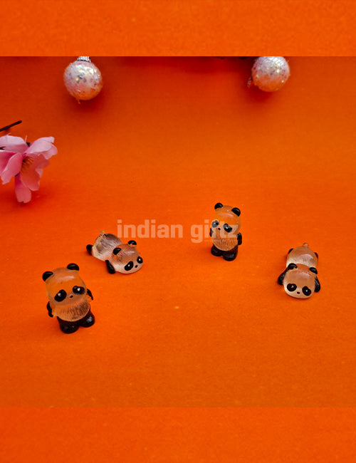 Miniature Cute Black White Panda 4 Pcs 1 Set Figurines – Multicolour Resin Gifting, Home Decor, Table, Car Dashboard Office Table