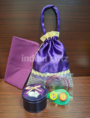 Designer Potli Bag with Round Tin Blouse Thambullam Set