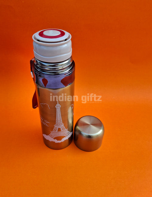 Eiffel Tower Kids Insulated Stainless Steel Flask – 500ml Hot & Cold Thermos with Straw.  Suitable for return Gift, housewarming & Return gift
