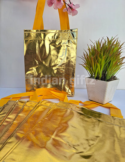 Golden Metallic  Non-Woven Gift Bag|Wedding| Birthday | Housewarming| All Events (11 × 7 inch)