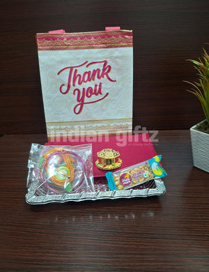 Silver Plastic Tray Blouse Thambullam Bag Set