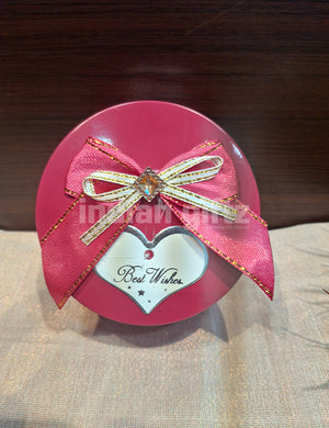 Pink Round Empty Decorative Tin Box