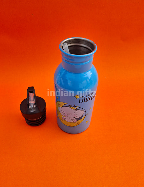 Good Night Prince Elephant Printed Aluminium Sipper Water Bottle.  Suitable for Kids