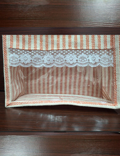Orange Lined  Window Jute Bag