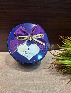 Violet Round Empty Decorative Tin Box