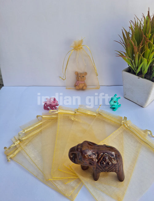 Plain GOLDEN Potli Bags for Return Gift ,Wedding Party Favor Gift Bags Drawstring Pouches Pack Of 25 Bags (6 x 4 inch)