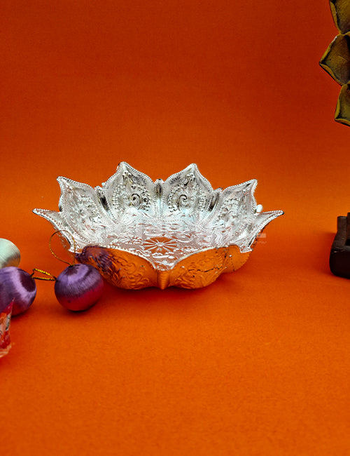 Silver Plated Lotus Decorative Bowl