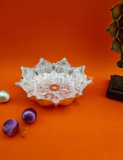 Silver Plated Lotus Decorative Bowl