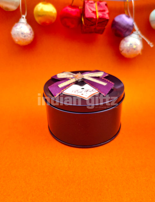 Violet Round Empty Decorative Tin Box