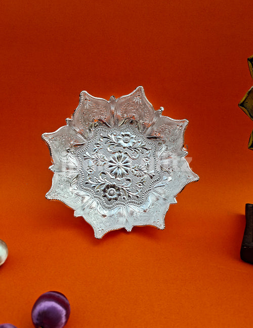 Silver Plated Lotus Decorative Bowl