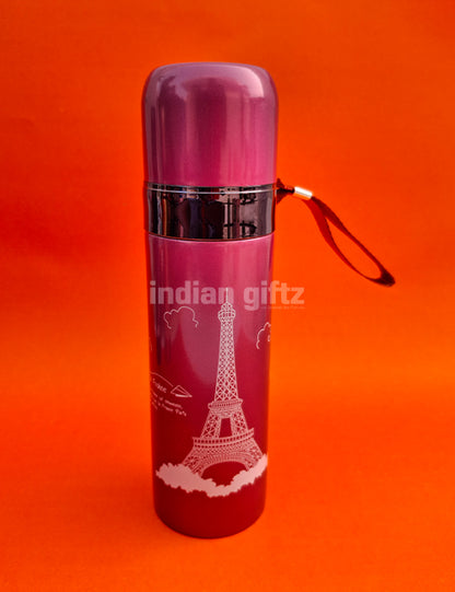 Eiffel Tower Kids Insulated Stainless Steel Flask – 500ml Hot & Cold Thermos with Straw.  Suitable for return Gift, housewarming & Return gift