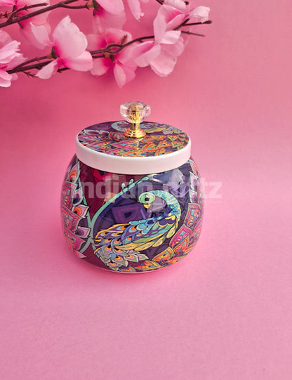 Pichwai Peacock Printed Jar Gift For Housewarming, Navratri and Pooja