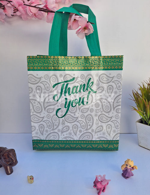 Thankyou Green Printed Non Woven Bag For|Wedding| Birthday | Housewarming| All Events (12 × 9 inch)