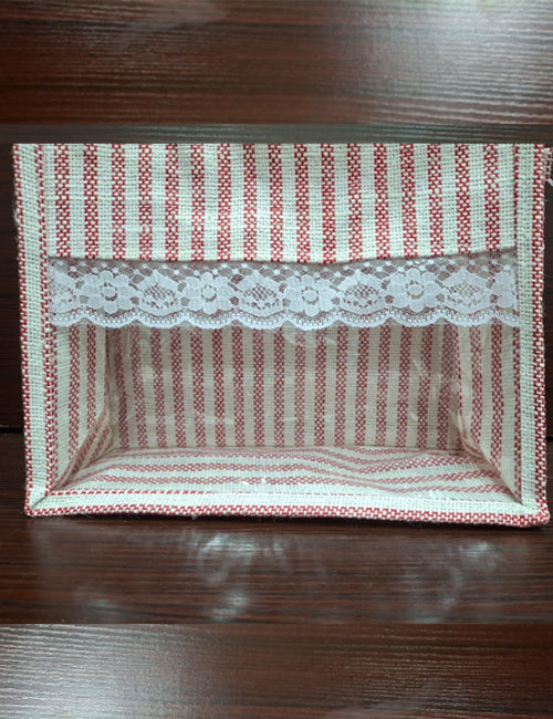 Red Lined  Window Jute Bag