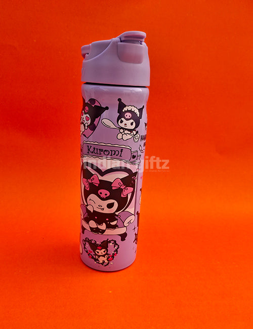 Kuromi Pink Insulated Stainless Steel Water Bottle – 500ml Double Wall Sipper with Straw – 500ml Hot & Cold Thermos with Straw.  Suitable for Kids &, housewarming & Return gift