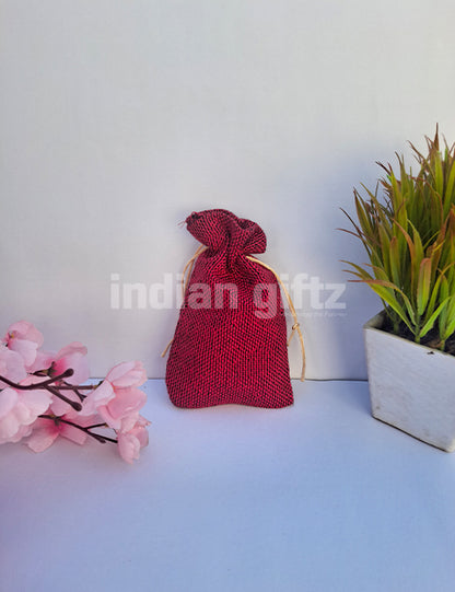 Maroon Burlap Plan Potli Gift Bags (6 x 4 inch)