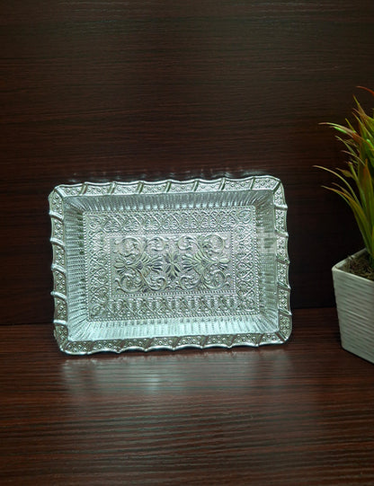 Silver Plastic Rectangle Tray
