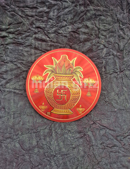 Self-Adhesive Round Gold Plated Self-Adhesive Kalash Gold Plated Sticker