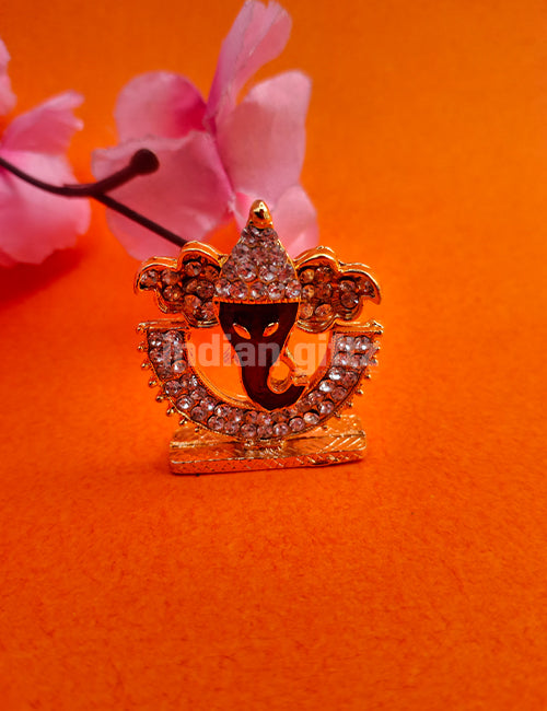 Gold Plated Stone Lord Ganesha Statue Suitable for Car Dashboard and Home Decor