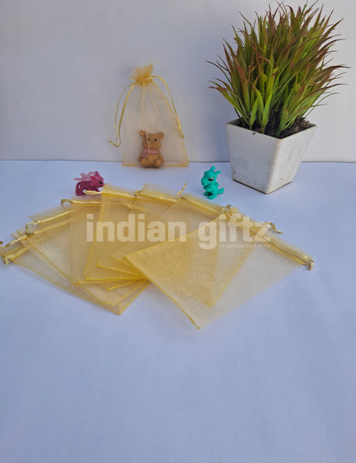 Plain GOLDEN Potli Bags for Return Gift ,Wedding Party Favor Gift Bags Drawstring Pouches Pack Of 25 Bags (6 x 4 inch)