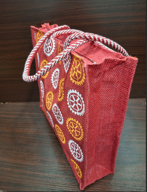 Multi-Color Wheel Jute Bag
