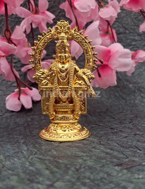 Lord Ayyappa Golden Colour Metal Idol Car Dashboard Statue