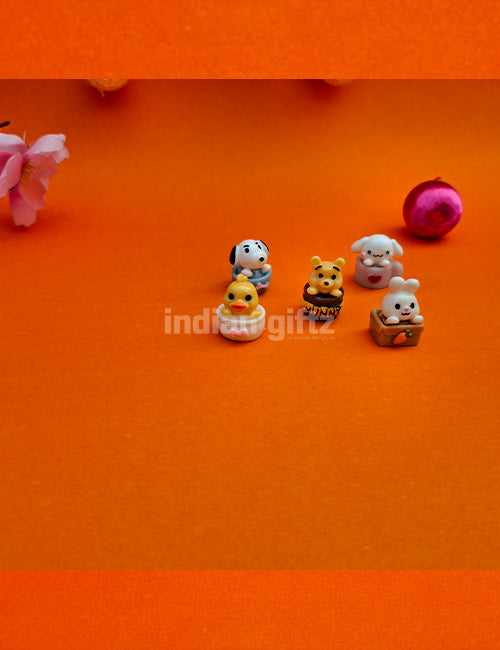 Miniature Multi Colour Cup Duck, Cup Dog, Cup cinnamon roll, Cup Pooh, Box Bunny.  Gifting, Home Decor, Table, Car Dashboard Office Table