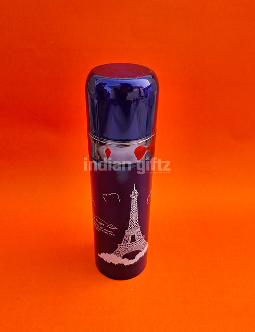 Eiffel Tower Kids Insulated Stainless Steel Flask – 500ml Hot & Cold Thermos with Straw.  Suitable for return Gift, housewarming & Return gift
