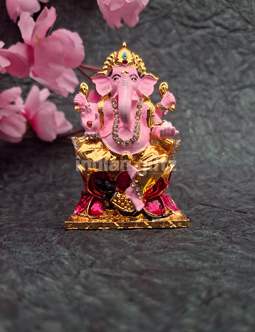 Metalic Loard Ganesha Car Statue