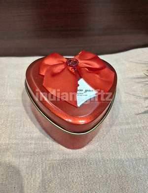 Red Heart-Shaped Metal Storage Container