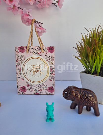 Pink Printed Thankyou Paper Gift Bags for Return Gifts | Weddings | Birthday (6 × 4 inch)