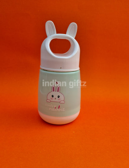 Kids Glass Water Bottle with Rabbit Design – 250ml Insulated Hot & Cold Sipper.  Suitable for Kids &, housewarming & Return gift