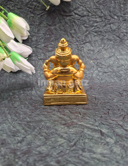 Polyresin Golden Colour Plated Ganesha Car Dashboard Statue, showcase & Return Gift