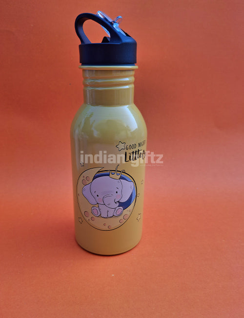 Good Night Prince Elephant Printed Aluminium Sipper Water Bottle.  Suitable for Kids