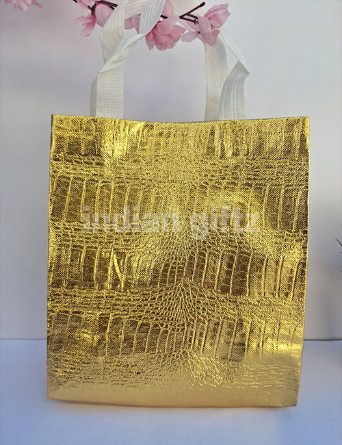 Golden Metallic  Non-Woven Gift Bag|Wedding| Birthday | Housewarming| All Events  (12 × 9 inch)