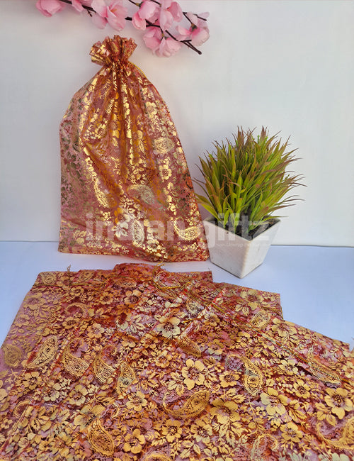 Flower Printed Potli Bags for Return Gift ,Wedding Party Favor Gift Bags Drawstring Pouches Pack Of 25 Bags (12 x 10 inch)