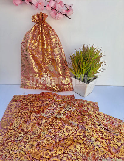 Flower Printed Potli Bags for Return Gift ,Wedding Party Favor Gift Bags Drawstring Pouches Pack Of 25 Bags (12 x 10 inch)