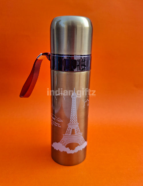 Eiffel Tower Kids Insulated Stainless Steel Flask – 500ml Hot & Cold Thermos with Straw.  Suitable for return Gift, housewarming & Return gift
