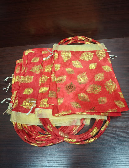 Round Handle Potli Bag (Peacock Feather)