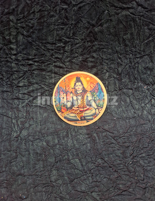 Round Gold Plated Self-Adhesive Lord Shiva Sticker